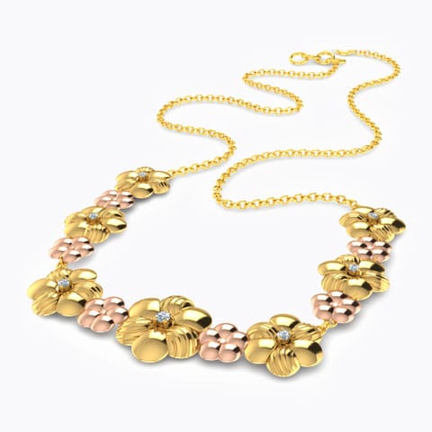 Entwined Bloom Diamond Necklace Diamond Necklaces 18 Karat Two Tone Gold Entwined Bloom Diamond Necklace
