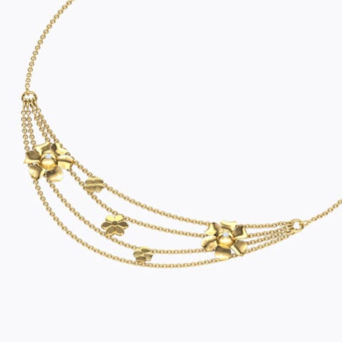 Plumeria Knot Diamond Necklace Diamond Necklaces 18 Karat Yellow Gold Plumeria Knot Diamond Necklace