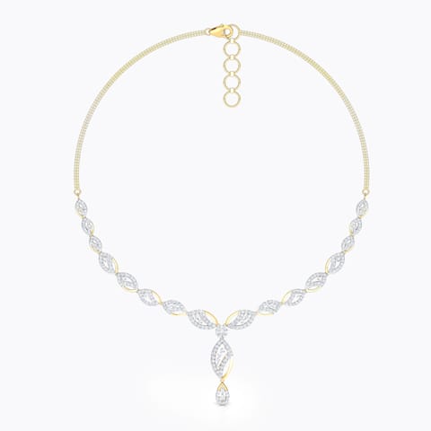 Clematis Leaf Diamond Necklace Diamond Necklaces 18 Karat Yellow Gold Clematis Leaf Diamond Necklace