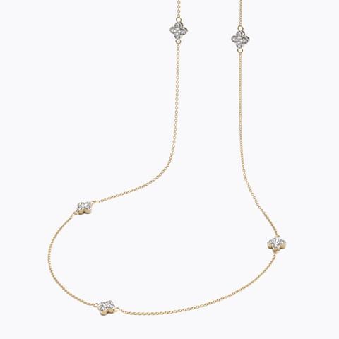 Clover Fine Line Diamond Necklace Diamond Necklaces 18 Karat Yellow Gold Clover Fine Line Diamond Necklace