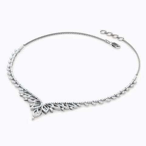 Border Leaf Diamond Necklace Diamond Necklaces 14 Karat White Gold Border Leaf Diamond Necklace