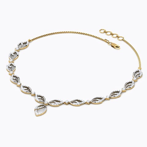 Leaf Vein Diamond Necklace Diamond Necklaces 18 Karat Yellow Gold Leaf Vein Diamond Necklace