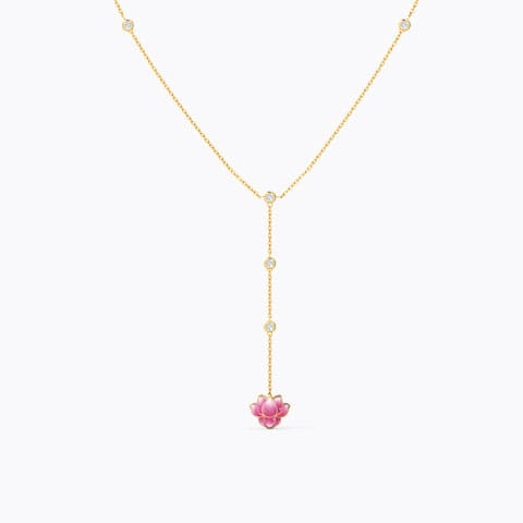 Dew Drops Lotus Diamond Necklace Diamond Necklaces 18 Karat Yellow Gold Dew Drops Lotus Diamond Necklace