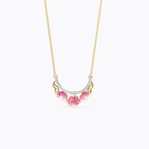 Bloom & Bud Lotus Diamond Necklace Diamond Necklaces 18 Karat Yellow Gold Bloom & Bud Lotus Diamond Necklace
