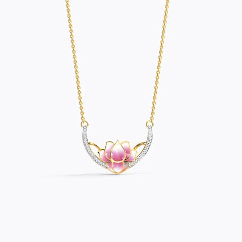 Lotus Swing Diamond Necklace Diamond Necklaces 18 Karat Yellow Gold Lotus Swing Diamond Necklace
