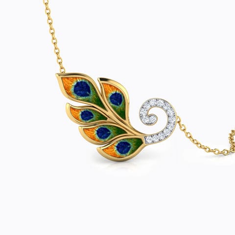 Peacock Plumes Diamond Necklace Diamond Necklaces 18 Karat Yellow Gold Peacock Plumes Diamond Necklace