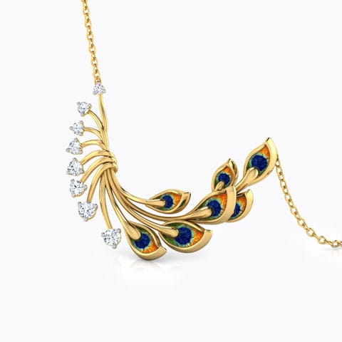 Royalty Peacock Diamond Necklace Diamond Necklaces 18 Karat Yellow Gold Royalty Peacock Diamond Necklace