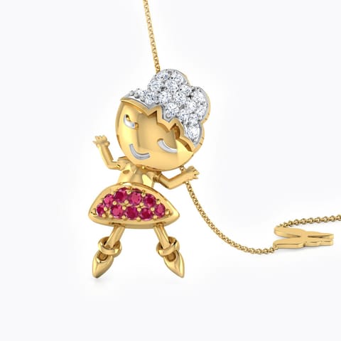 Dancing Girl Gemstone Necklace Diamond,Gemstone Necklaces 18 Karat Yellow Gold Dancing Girl Gemstone Necklace