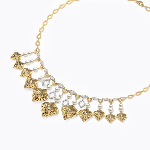 Felicia Charmer Pearl Necklace Diamond,Gemstone Necklaces 18 Karat Yellow Gold Felicia Charmer Pearl Necklace