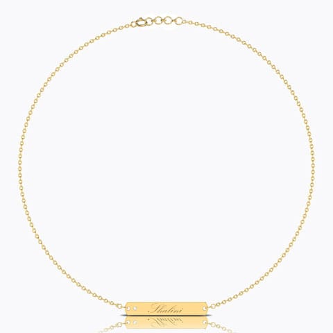 Linear Bar Personalised Diamond Necklace Diamond Necklaces 18 Karat Yellow Gold Linear Bar Personalised Diamond Necklace
