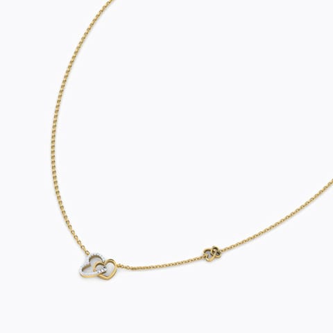Interlinked Hearts Diamond Necklace Diamond Necklaces 18 Karat Yellow Gold Interlinked Hearts Diamond Necklace