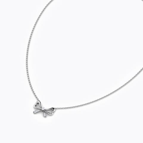 Classic Ribbon Diamond Necklace Diamond Necklaces 14 Karat White Gold Classic Ribbon Diamond Necklace