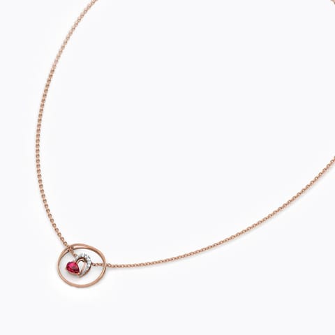 Cute Framed Heart Gemstone Necklace Diamond,Gemstone Necklaces 18 Karat Rose Gold Cute Framed Heart Gemstone Necklace
