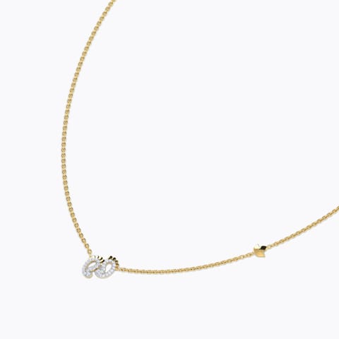 Lakshmi Feet Diamond Necklace Diamond Necklaces 18 Karat Yellow Gold Lakshmi Feet Diamond Necklace