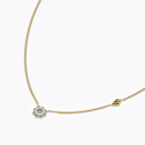 Lakshmi Lotus Diamond Necklace Diamond Necklaces 18 Karat Yellow Gold Lakshmi Lotus Diamond Necklace
