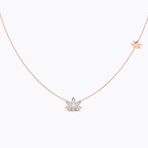 Blossom Lotus Diamond Necklace Diamond Necklaces 18 Karat Rose Gold Blossom Lotus Diamond Necklace