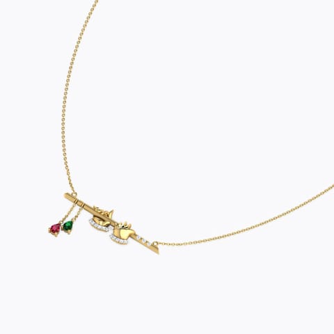 Krishna Bansuri Gemstone Necklace Diamond,Gemstone Necklaces 18 Karat Yellow Gold Krishna Bansuri Gemstone Necklace