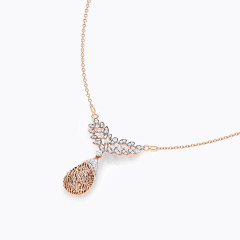 Lupine Wood Grain Diamond Necklace Diamond Necklaces 18 Karat Rose Gold Lupine Wood Grain Diamond Necklace