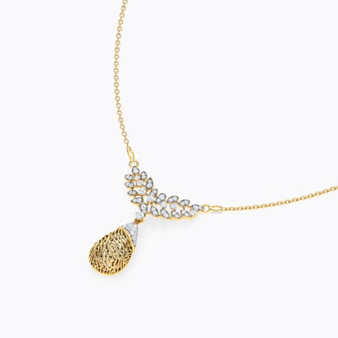 Lupine Wood Grain Diamond Necklace Diamond Necklaces 18 Karat Yellow Gold Lupine Wood Grain Diamond Necklace