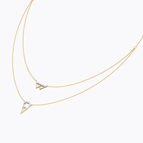 Edgy Multi Layer Diamond Necklace Diamond Necklaces 18 Karat Yellow Gold Edgy Multi Layer Diamond Necklace