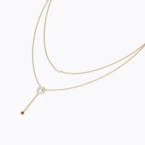 Hexa Bar Multi Layer Gemstone Necklace Diamond,Gemstone Necklaces 18 Karat Yellow Gold Hexa Bar Multi Layer Gemstone Necklace