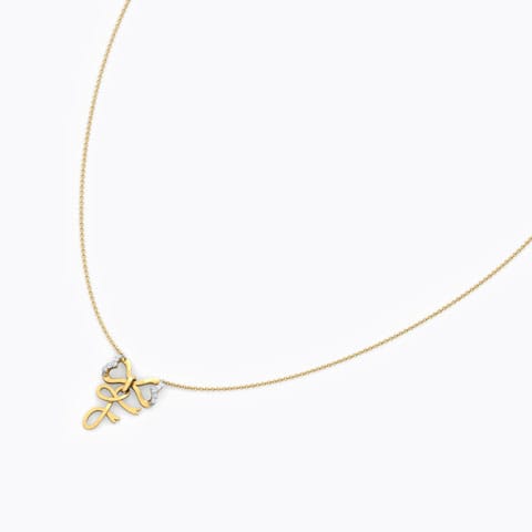 Alphabet F Bow Diamond Necklace Diamond Necklaces 18 Karat Yellow Gold Alphabet F Bow Diamond Necklace