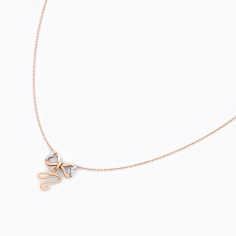 Alphabet N Bow Diamond Necklace Diamond Necklaces 18 Karat Rose Gold Alphabet N Bow Diamond Necklace