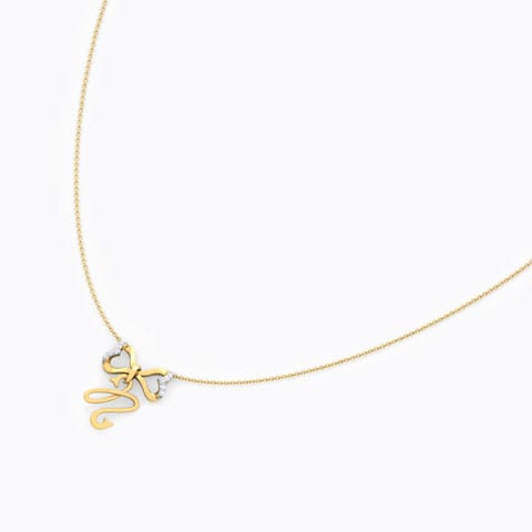 Alphabet N Bow Diamond Necklace Diamond Necklaces 18 Karat Yellow Gold Alphabet N Bow Diamond Necklace
