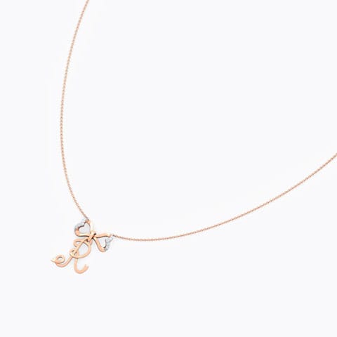 Alphabet R Bow Diamond Necklace Diamond Necklaces 18 Karat Rose Gold Alphabet R Bow Diamond Necklace