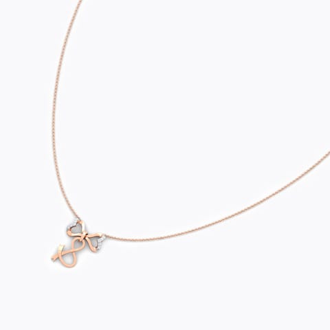 Alphabet S Bow Diamond Necklace Diamond Necklaces 18 Karat Rose Gold Alphabet S Bow Diamond Necklace