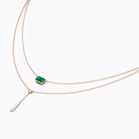 Octa Tassel Multi Layer Gemstone Necklace Diamond,Gemstone Necklaces 18 Karat Rose Gold Octa Tassel Multi Layer Gemstone Necklace