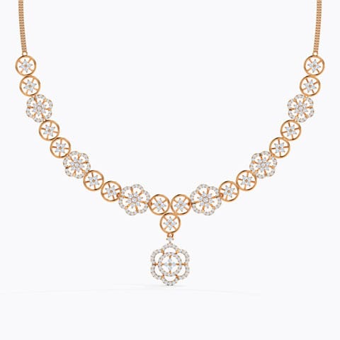 Begonia Floweret Diamond Necklace Diamond Necklaces 18 Karat Rose Gold Begonia Floweret Diamond Necklace