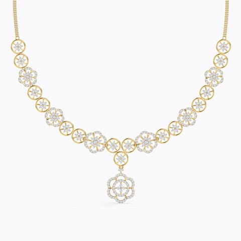 Begonia Floweret Diamond Necklace Diamond Necklaces 18 Karat Yellow Gold Begonia Floweret Diamond Necklace