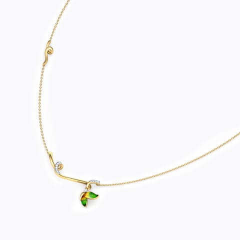 Tendril Green Butterfly Diamond Necklace Diamond Necklaces 18 Karat Yellow Gold Tendril Green Butterfly Diamond Necklace