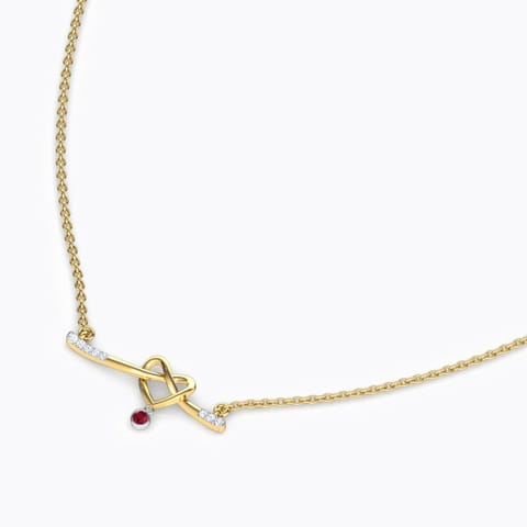Entwined in Love Bar Gemstone Necklace Diamond,Gemstone Necklaces 18 Karat Two Tone Gold Entwined in Love Bar Gemstone Necklace