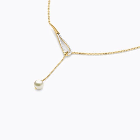 Loop Lariat Pearl Necklace Diamond,Gemstone Necklaces 18 Karat Yellow Gold Loop Lariat Pearl Necklace