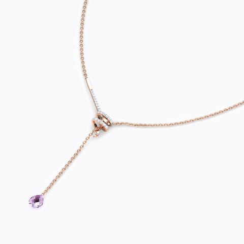 Twine Lariat Gemstone Necklace Diamond,Gemstone Necklaces 18 Karat Rose Gold Twine Lariat Gemstone Necklace