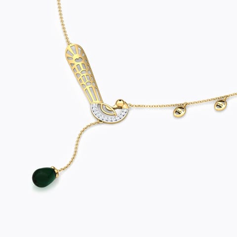 Navilu Plumage Gemstone Necklace Diamond,Gemstone Necklaces 18 Karat Yellow Gold Navilu Plumage Gemstone Necklace