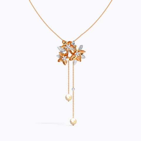 Woodruff Bloom Pearl Necklace Diamond,Gemstone Necklaces 18 Karat Two Tone Gold Woodruff Bloom Pearl Necklace