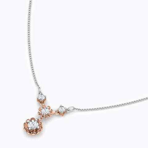 Duo Floret Diamond Necklace Diamond Necklaces 18 Karat Two Tone Gold Duo Floret Diamond Necklace