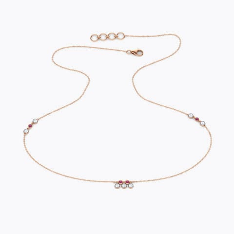 Dewdrops Fine Line Gemstone Necklace Diamond,Gemstone Necklaces 18 Karat Rose Gold Dewdrops Fine Line Gemstone Necklace