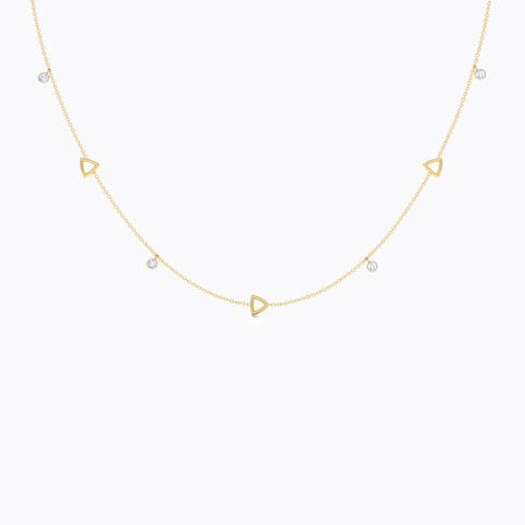 Geometric Fine Line Diamond Necklace Diamond Necklaces 18 Karat Yellow Gold Geometric Fine Line Diamond Necklace