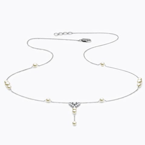 Petals and Pearls Necklace Diamond,Gemstone Necklaces 18 Karat White Gold Petals and Pearls Necklace