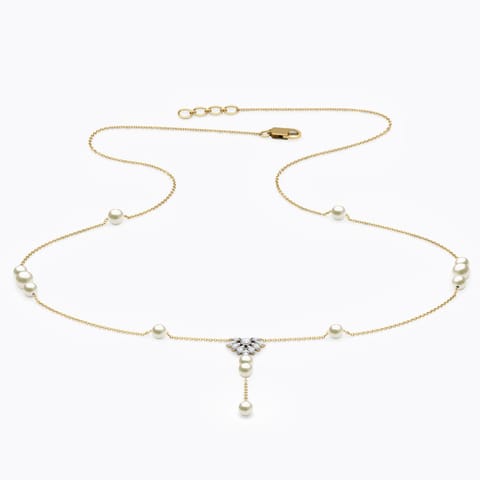 Petals and Pearls Necklace Diamond,Gemstone Necklaces 18 Karat Yellow Gold Petals and Pearls Necklace