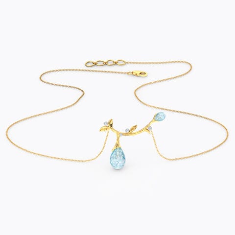 Stalk Dewdrops Gemstone Necklace Diamond,Gemstone Necklaces 14 Karat Yellow Gold Stalk Dewdrops Gemstone Necklace