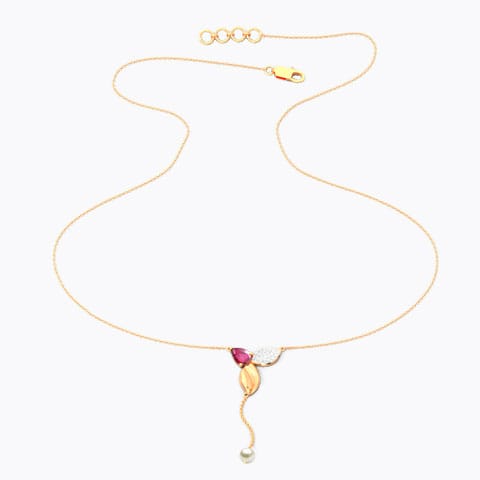 Elegant Leaflet Gemstone Necklace Diamond,Gemstone Necklaces 18 Karat Rose Gold Elegant Leaflet Gemstone Necklace