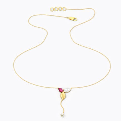 Elegant Leaflet Gemstone Necklace Diamond,Gemstone Necklaces 18 Karat Yellow Gold Elegant Leaflet Gemstone Necklace