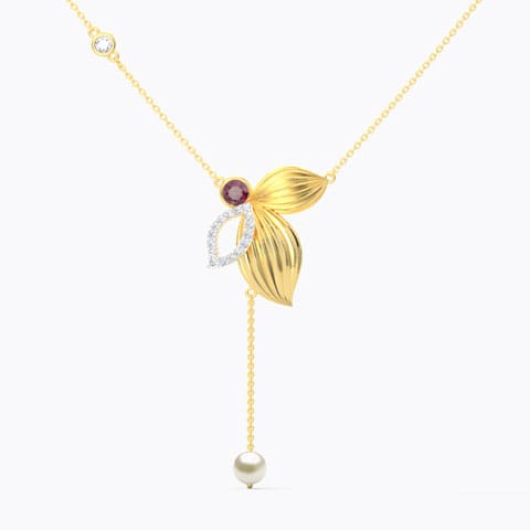 Graceful Leaflet Gemstone Necklace Diamond,Gemstone Necklaces 18 Karat Yellow Gold Graceful Leaflet Gemstone Necklace