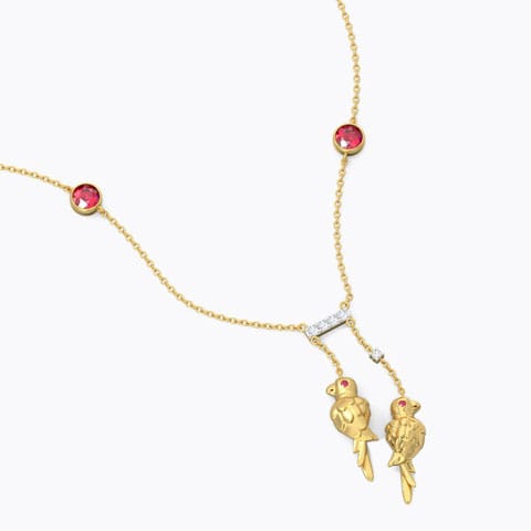 Elegant Parrot Gemstone Necklace Diamond,Gemstone Necklaces 18 Karat Yellow Gold Elegant Parrot Gemstone Necklace