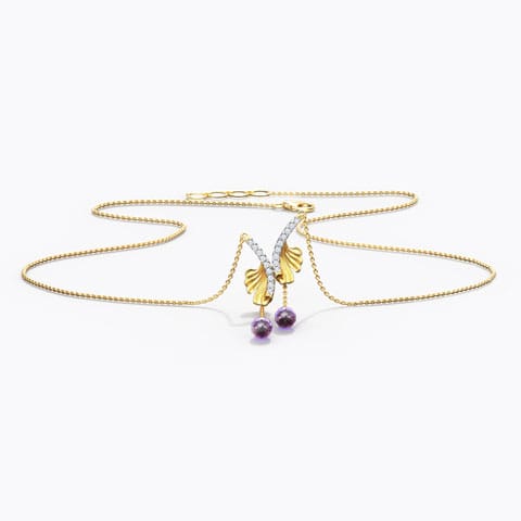 Gleaming Ginkgo Gemstone Necklace Diamond,Gemstone Necklaces 14 Karat Yellow Gold Gleaming Ginkgo Gemstone Necklace